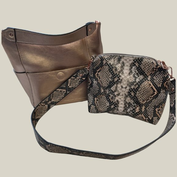 Jen & Co. 2 in 1 Hobo bag/purse Metallic copper and Animal print - 0342D… - Picture 1 of 11